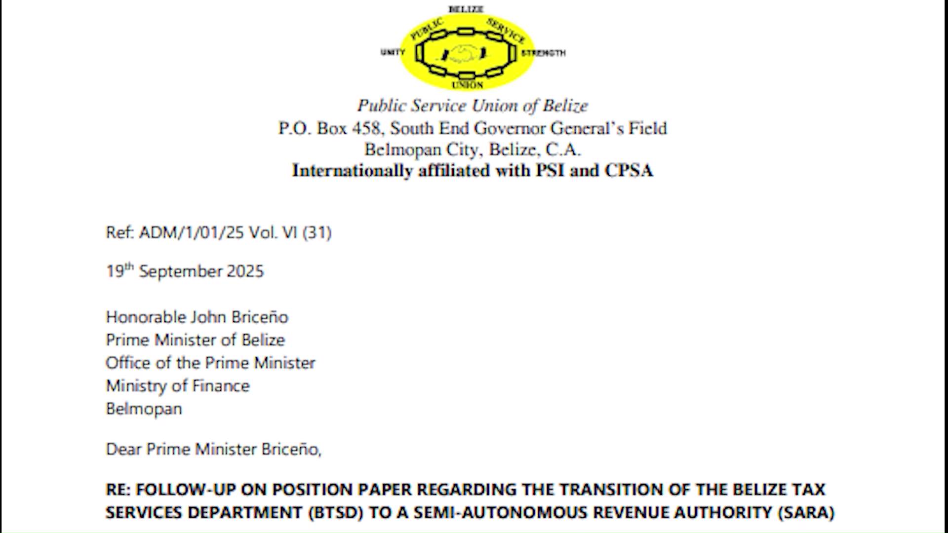 PSU Calls GOB lack of Response on SARA Concerns Disrespectful