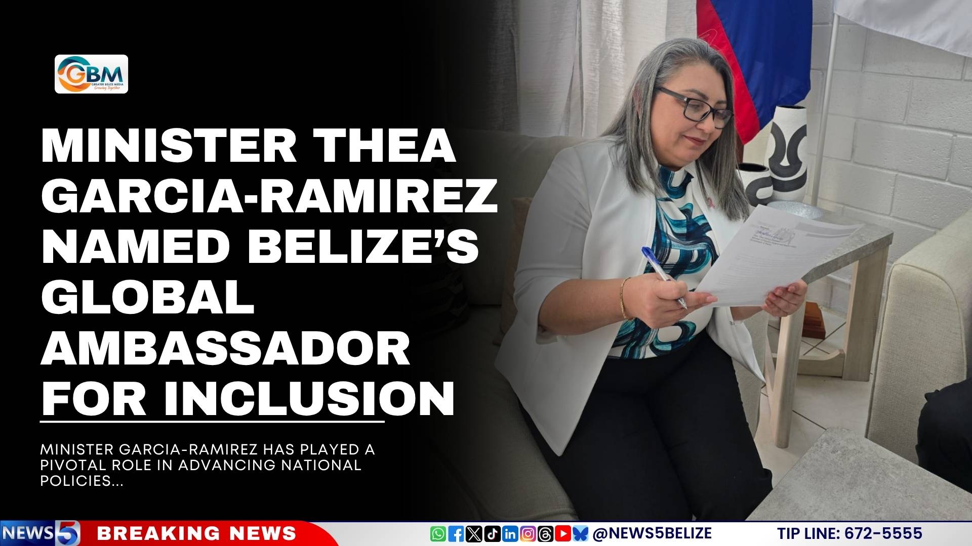 Minister Thea Garcia-Ramirez Named Belize’s Global Ambassador for Inclusion