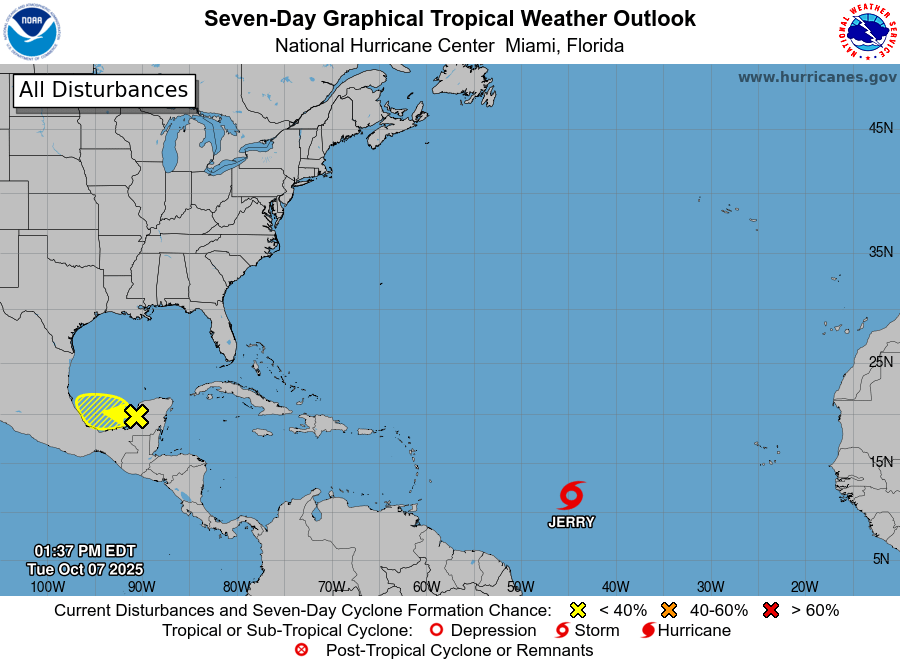 Tropical Storm Jerry Strengthens as It Moves Toward the Leeward Islands