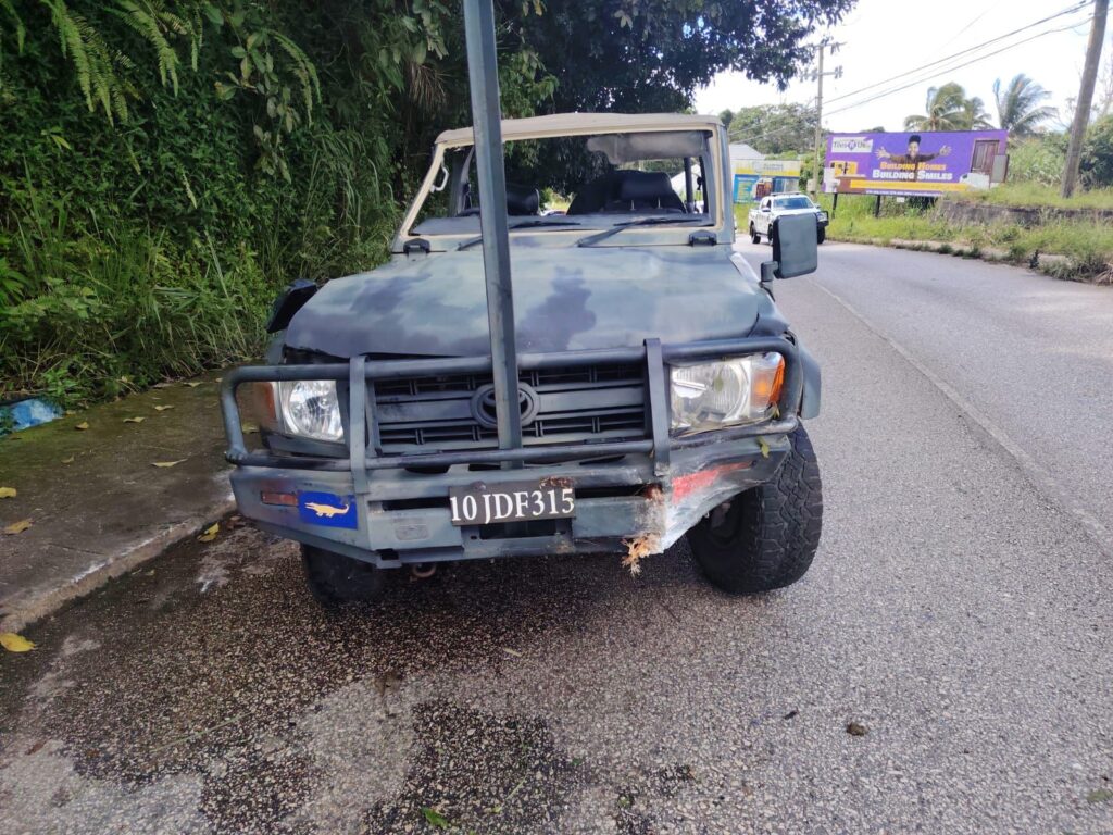 Soldier hospitalised after being pinned under JDF unit in Mandeville crash