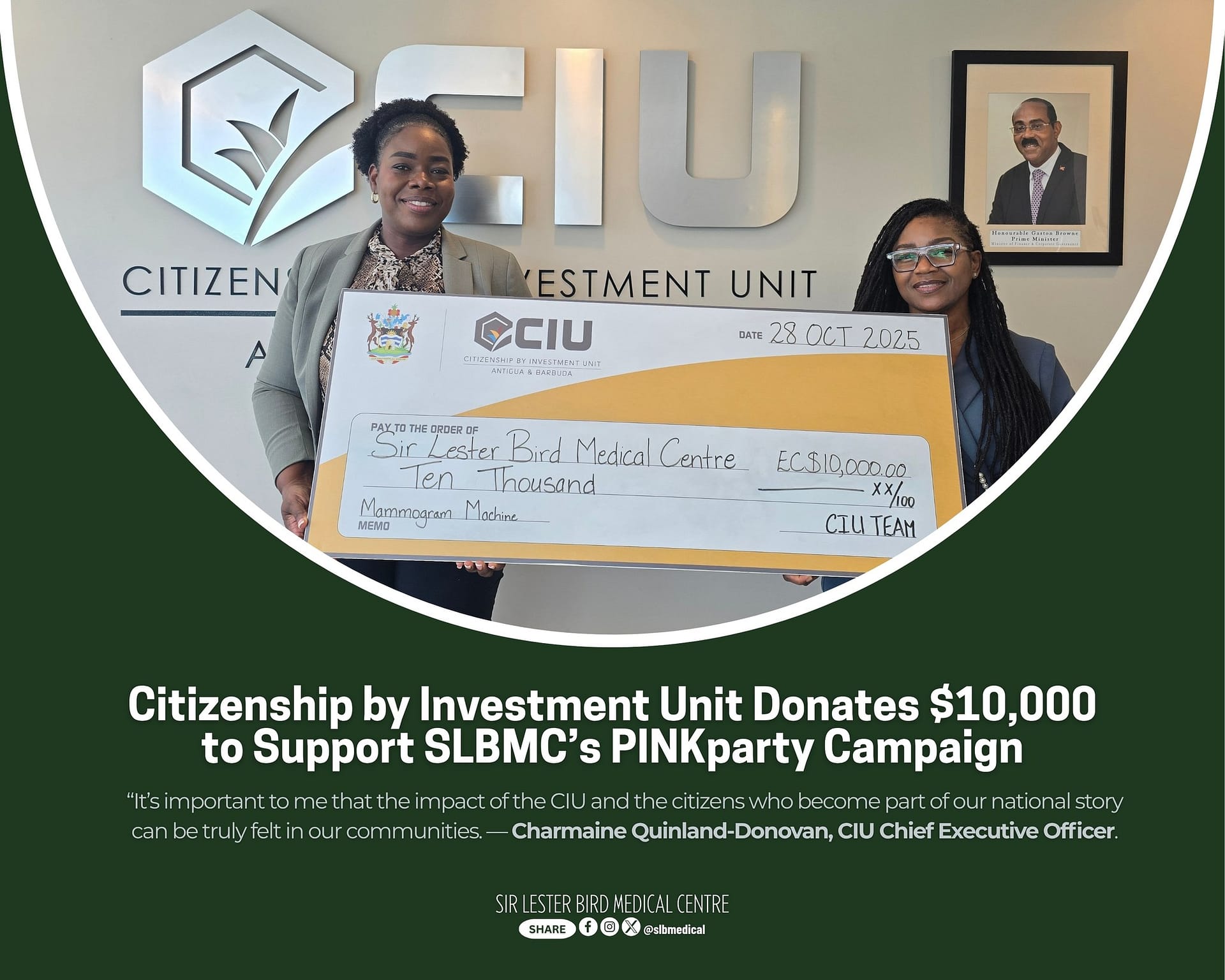 CIU Donates $10,000 to SLBMC’s PINKparty Campaign Supporting Breast Cancer Care