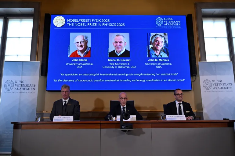 Trio wins physics Nobel for quantum mechanical tunnelling