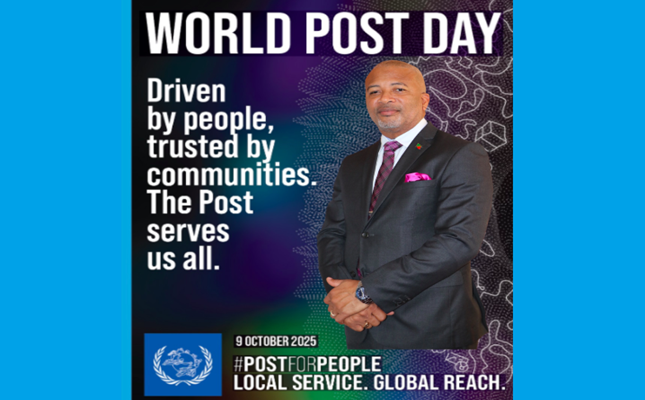 Honourabe Spencer Brand Minister of Posts in the Nevis Island Administration World Post Day 2025 Message