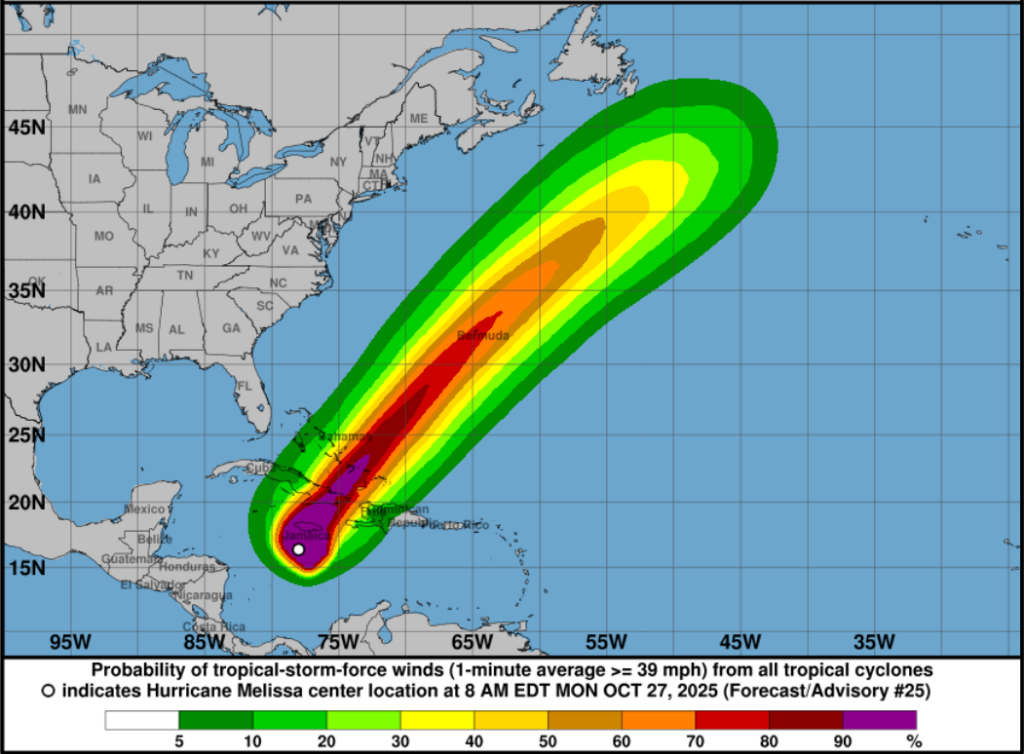 #EyeOnMelissa: Hurricane-force winds to begin tonight as Melissa moves over Jamaica