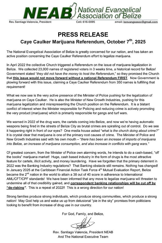 Church Voices Concern Over Caye Caulker Marijuana Referendum