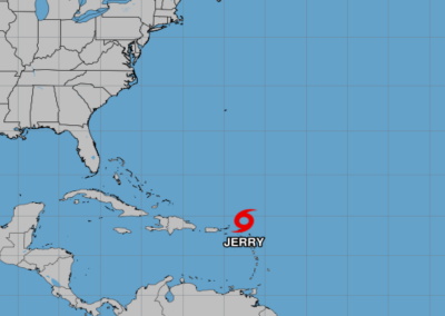 Flash flooding threat as Tropical Storm Jerry makes its way across the Leeward Islands