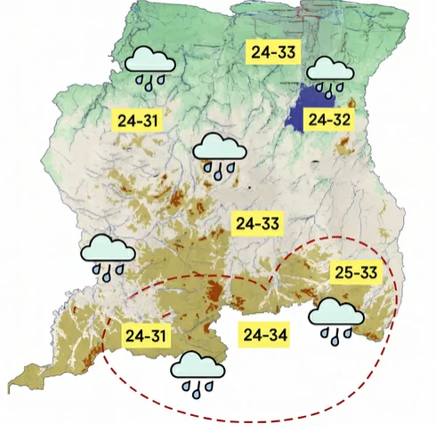 Half bewolkt en buien in de middag