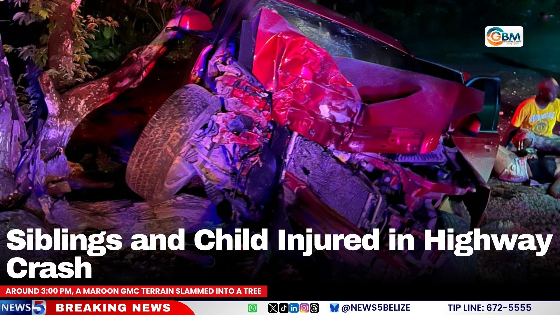 Siblings and Child Injured in Highway Crash