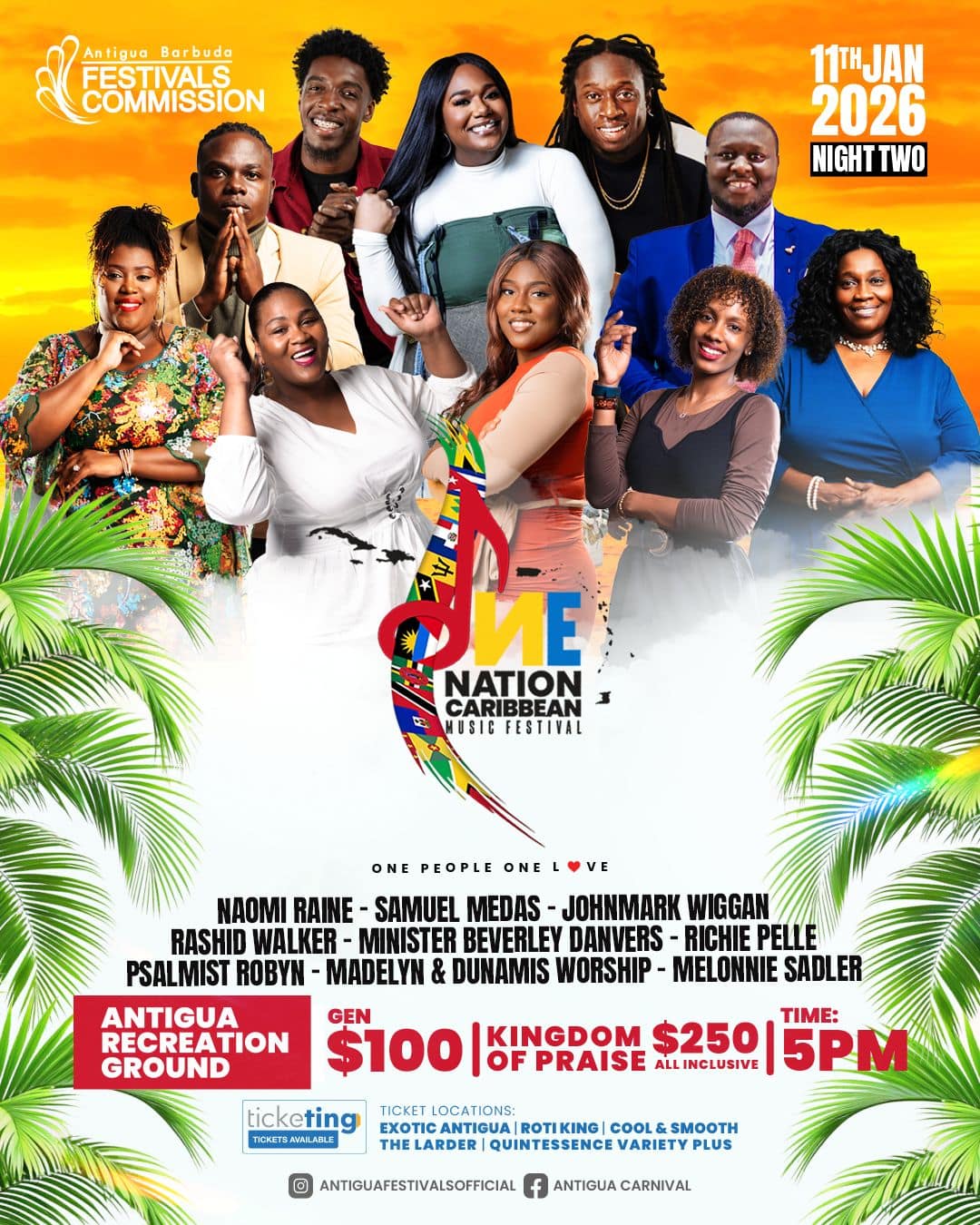 Antigua and Barbuda Festivals Commission Announces Night Two Lineup for One Nation Caribbean Music Festival, the Gospel Edition
