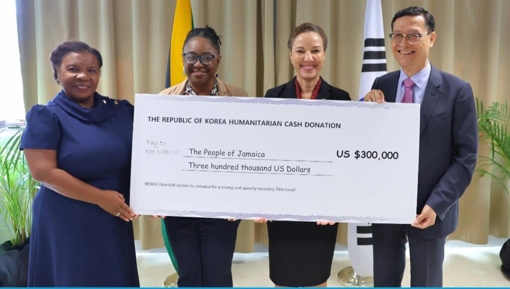Jamaica receives US$300,000 in recovery assistance from Republic of Korea