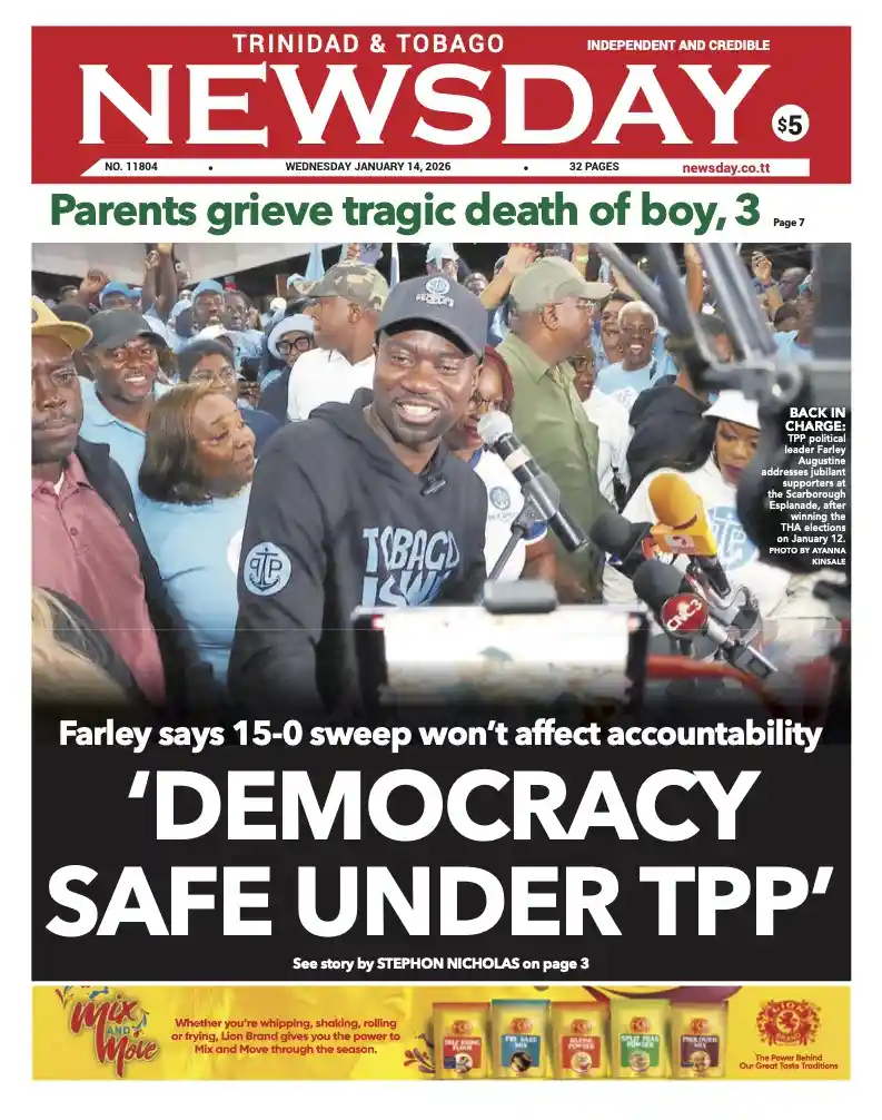 Trinidad and Tobago Newsday – Wednesday January 14th 2026