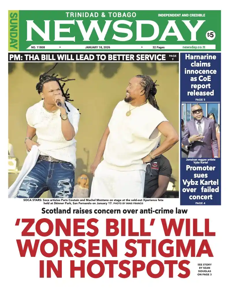 Trinidad and Tobago Newsday – Sunday January 18th 2026