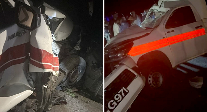 Ambulance crashes into utility pole