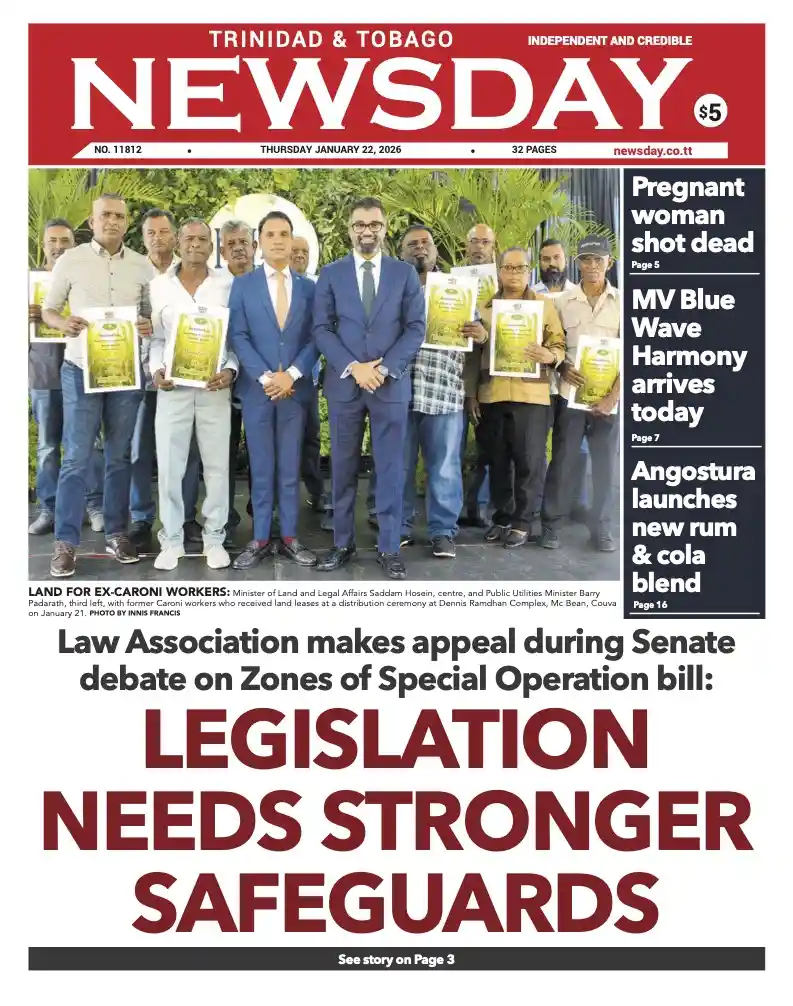 Trinidad and Tobago Newsday – Thursday January 22nd 2026