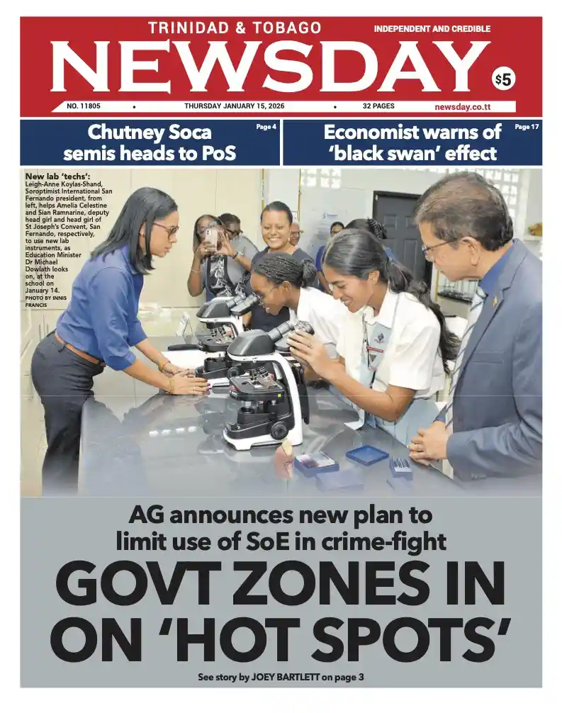 Trinidad and Tobago Newsday – Thursday January 15th 2026