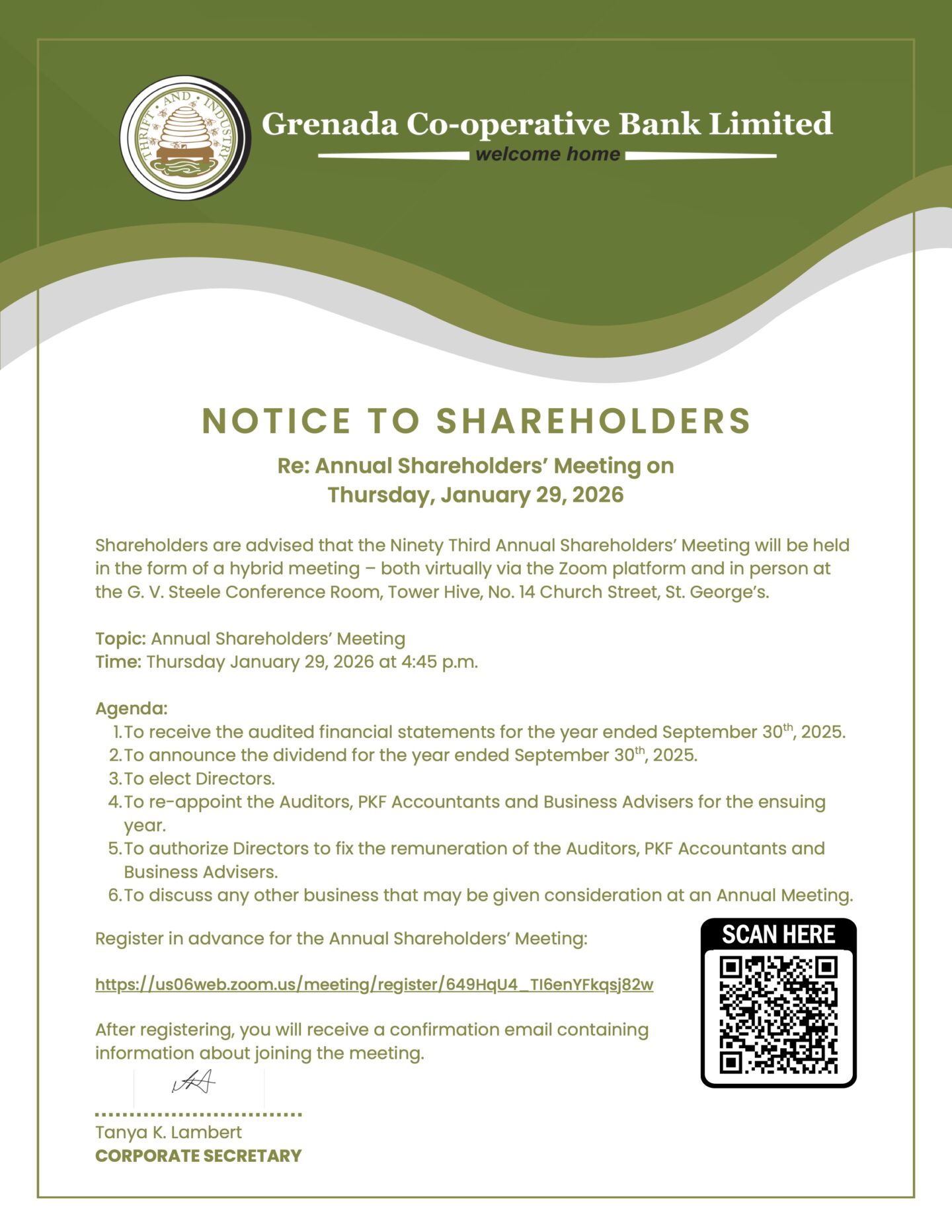 Co-op Bank: Annual Shareholders’ Meeting on 29 Jan 2026