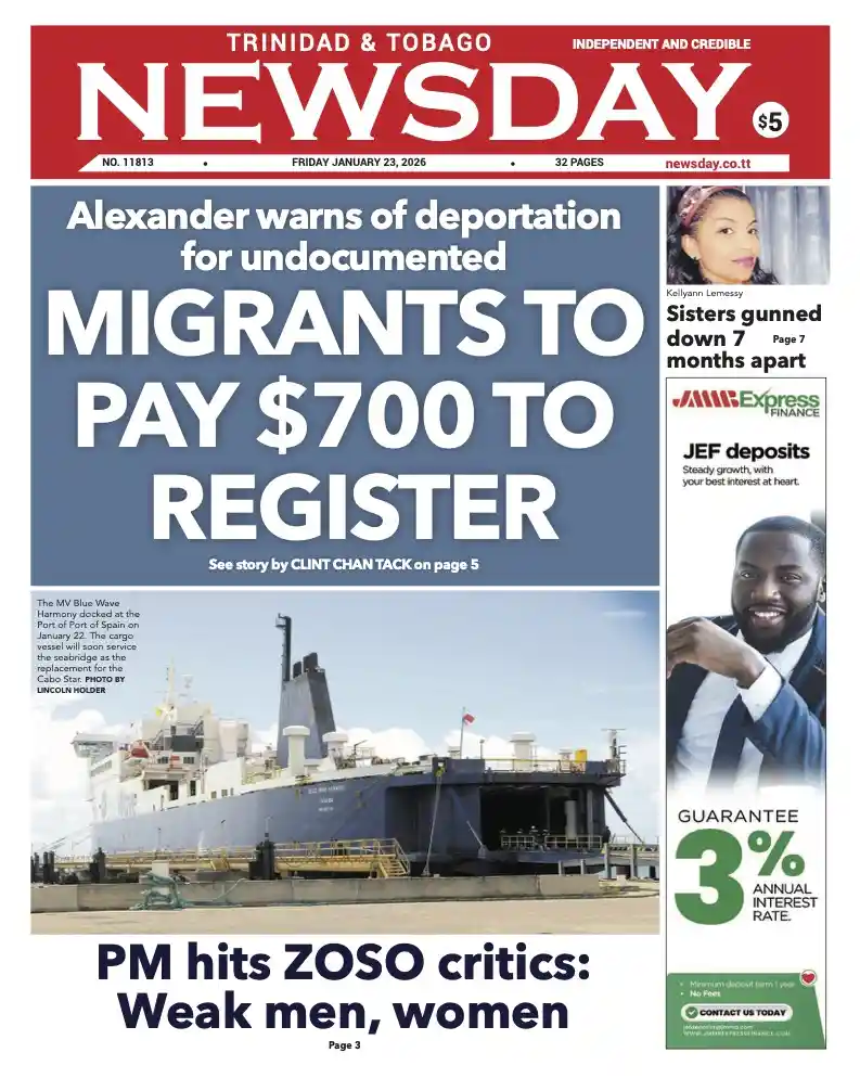 Trinidad and Tobago Newsday – Friday January 23rd 2026