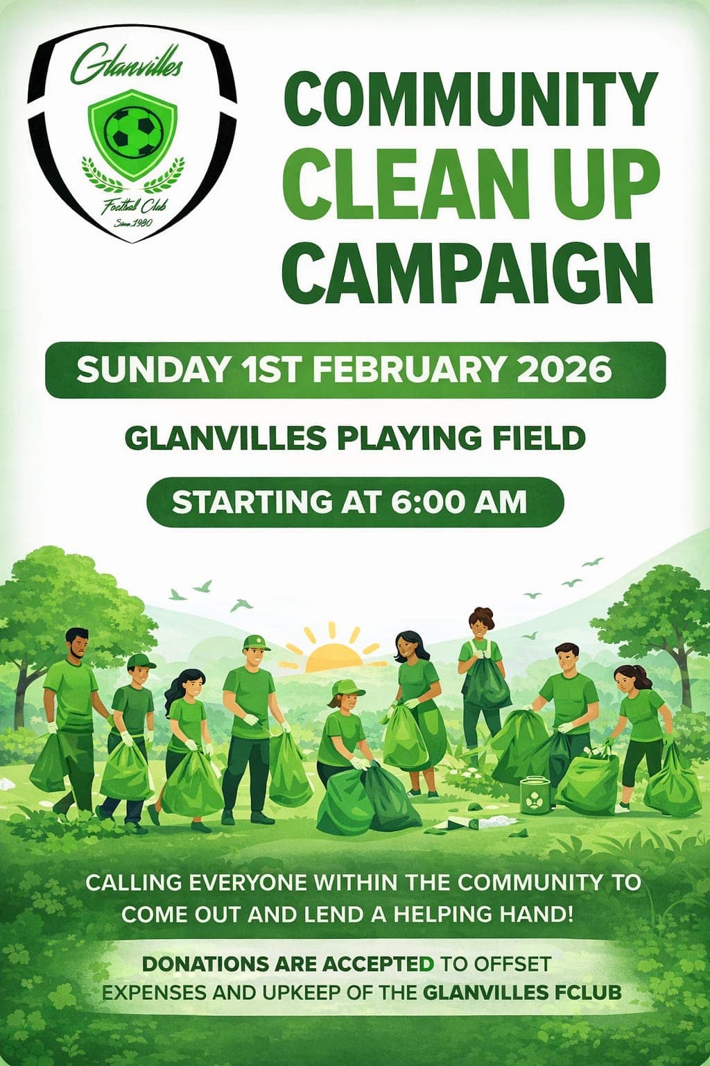 Glanvilles FC Leads Community Clean-Up at Village Football Field