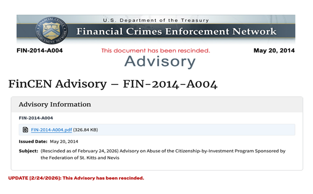 FinCEN Advisory Lifted, Marking Major Milestone in Restoring Saint Kitts and Nevis’ Global Financial Reputation