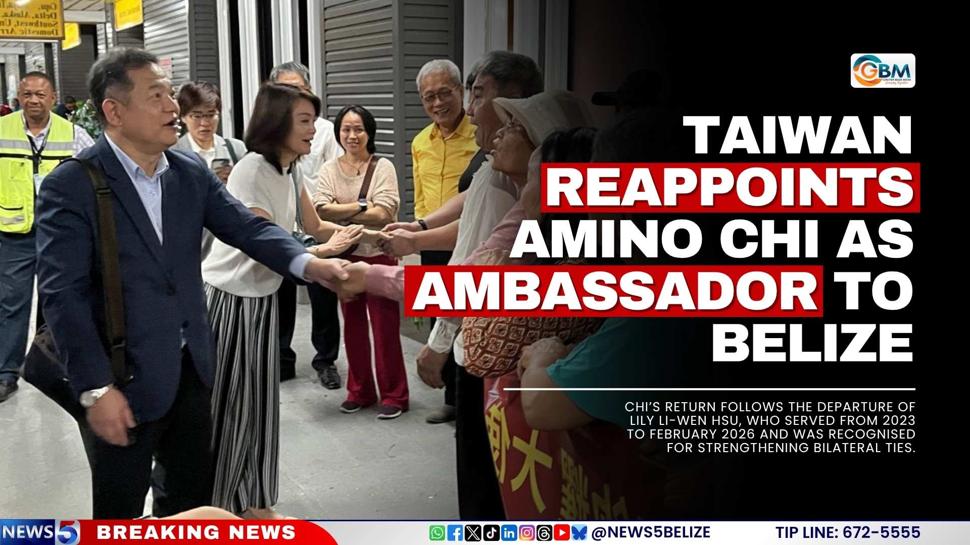 Taiwan Reappoints Amino Chi as Ambassador to Belize