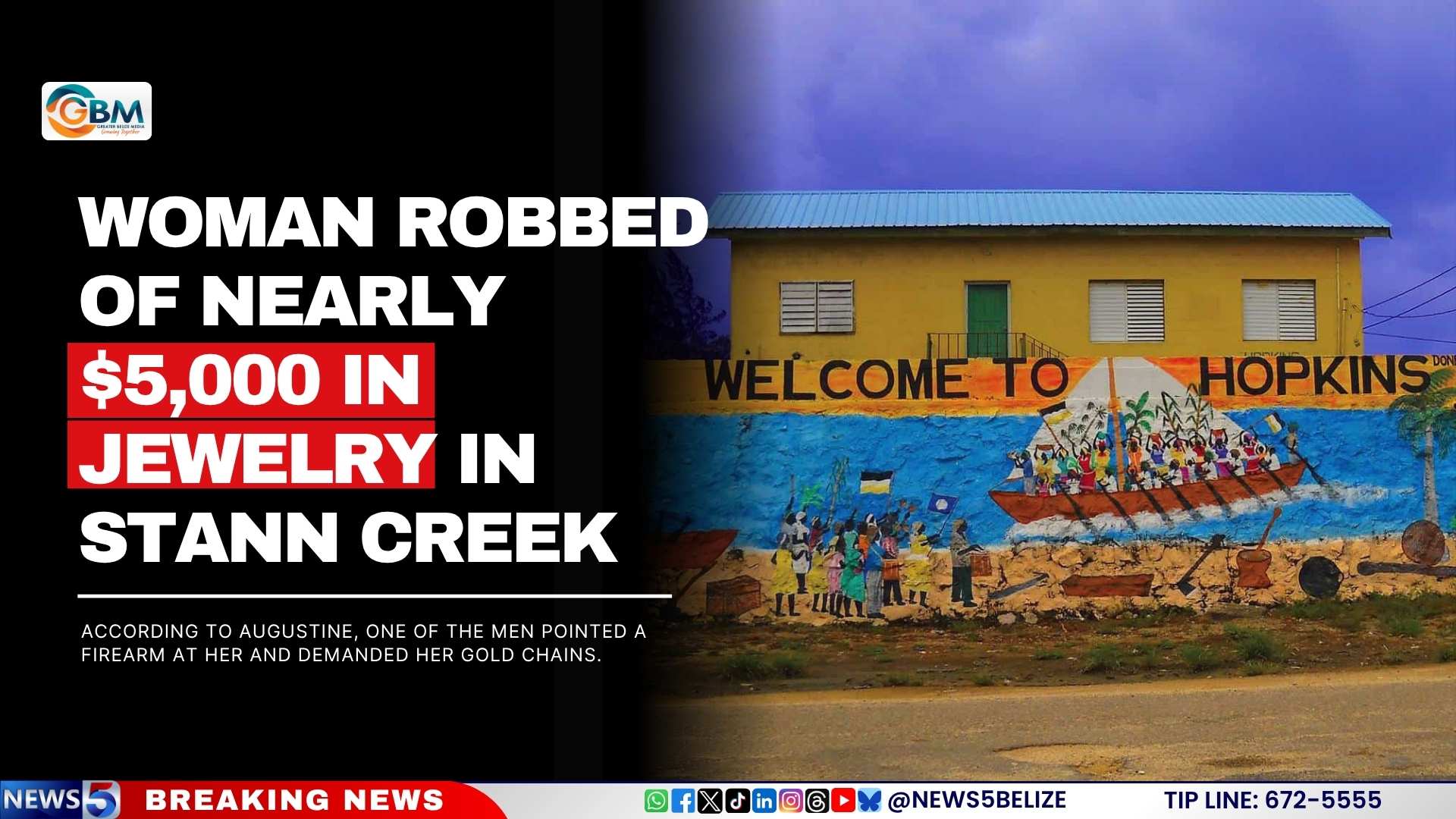 Woman Robbed of Nearly $5,000 in Jewelry in Stann Creek