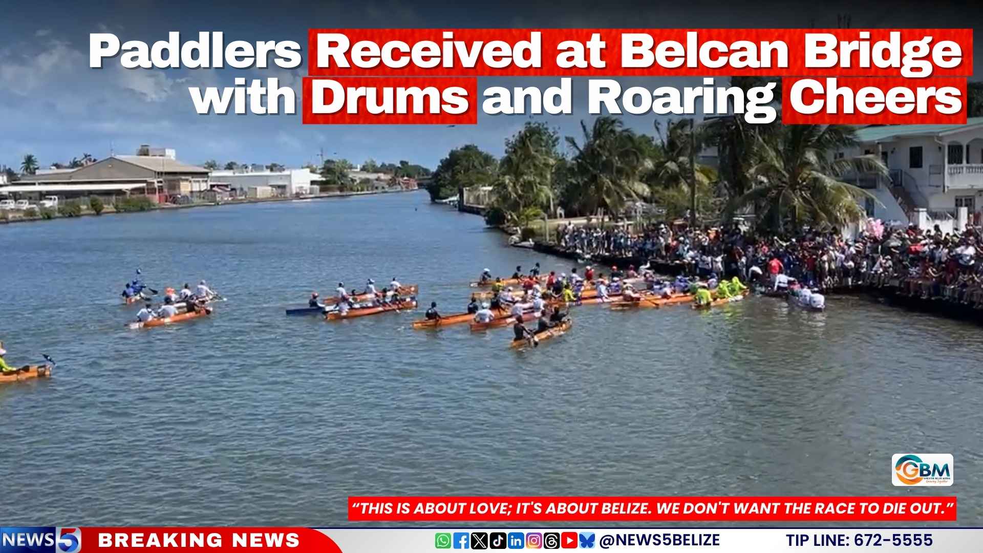 Paddlers Received at Belcan Bridge with Drums and Roaring Cheers