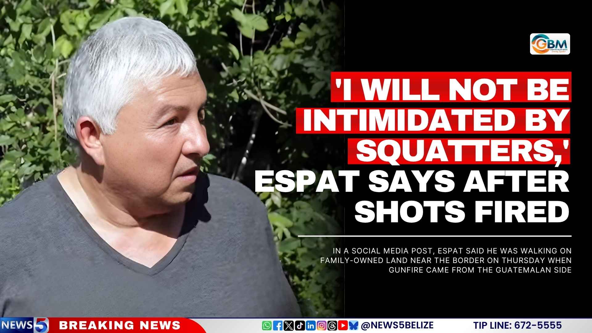 ‘I Will Not Be Intimidated by Squatters,’ Espat Says After Shots Fired