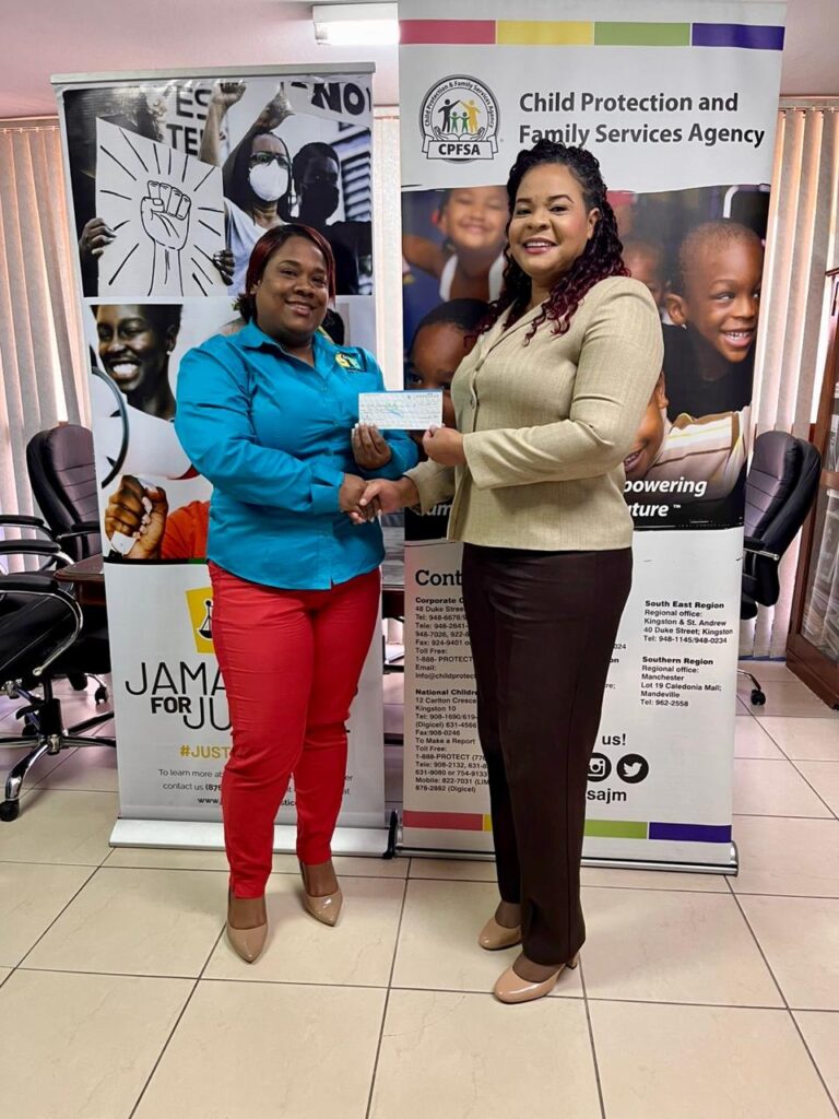 Jamaicans for Justice presents $250,000 cheque to support residential child care facilities