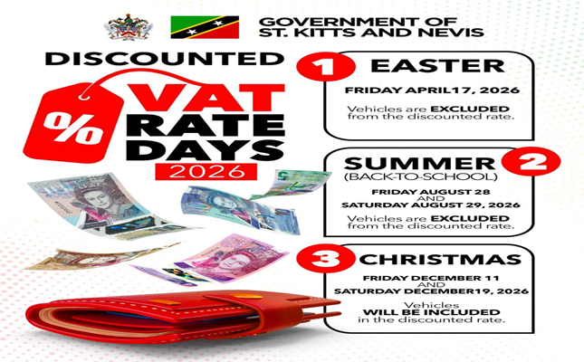 Government of St. Kitts and Nevis Announces Discounted VAT Rate Days (DVRD) for 2026