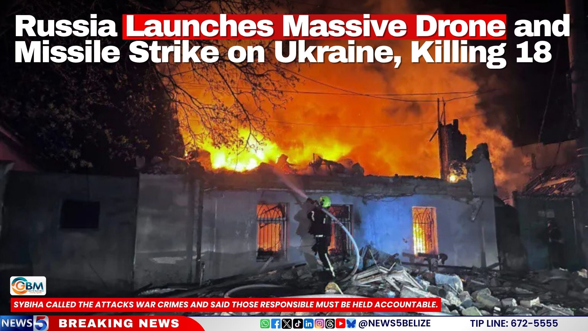 Russia Launches Massive Drone and Missile Strike on Ukraine, Killing 18