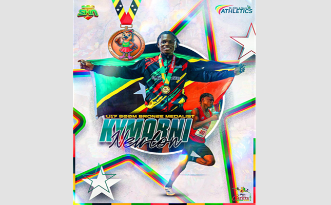 Nevis’ Kymarni Newton secures Team SKN’s lone medal at CARIFTA 2026