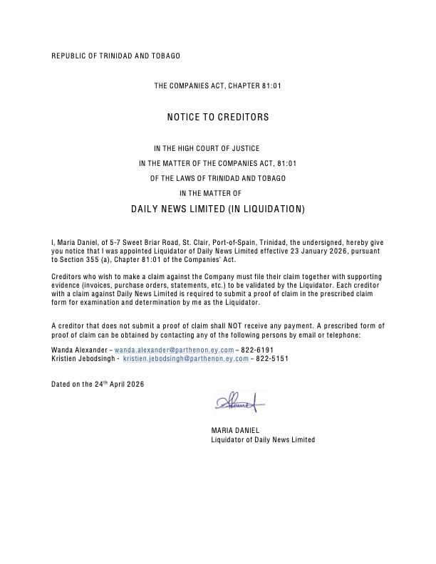 Daily News Limited – Newsday – Notice to Creditors 2026.jpg