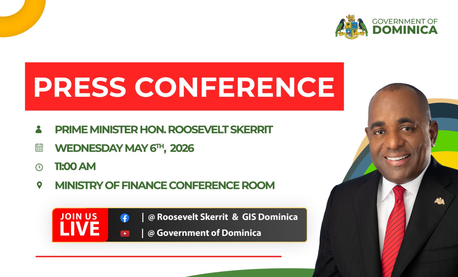 [Pre-recorded] Prime Minister Roosevelt Skerrit Press Conference 6th May 2026