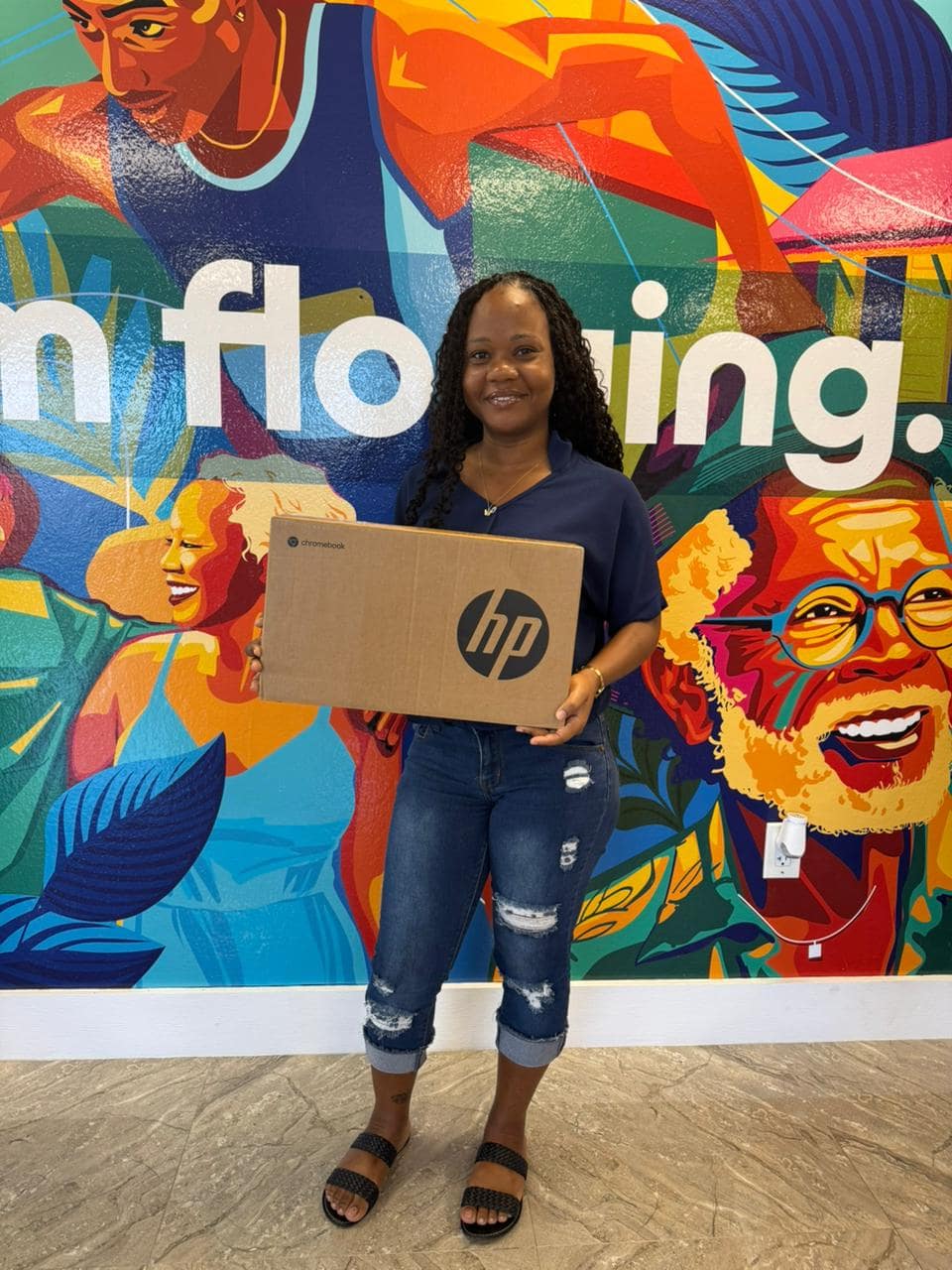 Flow Antigua congratulates Solange Benta, the latest winner in Flow’s Riddim and Rewards promotion