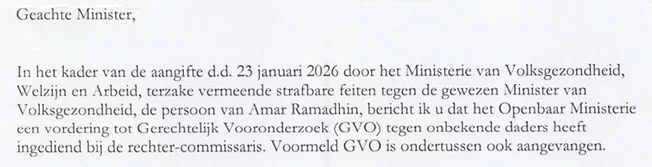 GVO tegen daders na strafklacht tegen ex-minister Ramadhin om verdwenen goederen