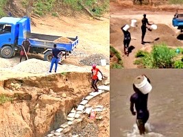 Environment : Massive and illegal sand mining on the banks of the Massacre River