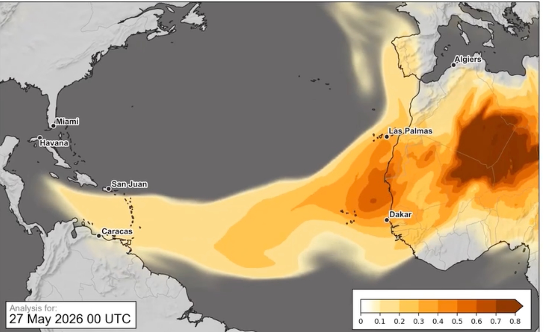 Saharan dust affecting Air Quality in Antigua and the Caribbean Sea