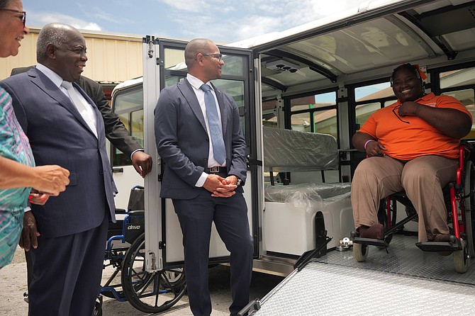 Prime Minister Davis and Bastian donate wheelchair-accessible bus to Stapledon School