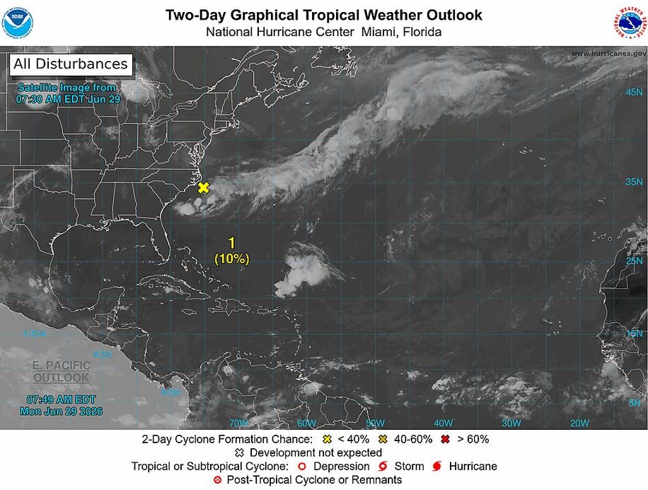 Tropical Weather Outlook:  Monday, 29 June 2026 (8 am)