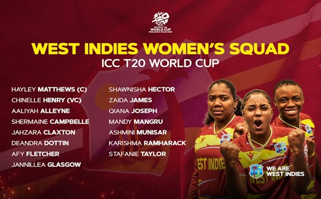 Cricket West Indies Announces Squad for 2026 ICC Women’s T20 World Cup