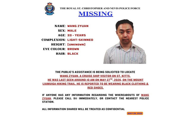 Police mounting search for missing Chinese national