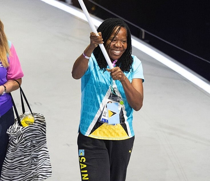 Alcide repping Athletes Commission at Glasgow 2026