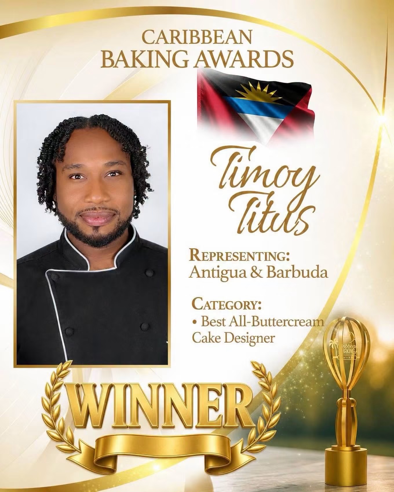Timroy Titus Wins Caribbean Baking Award for Best All-Buttercream Cake Designer