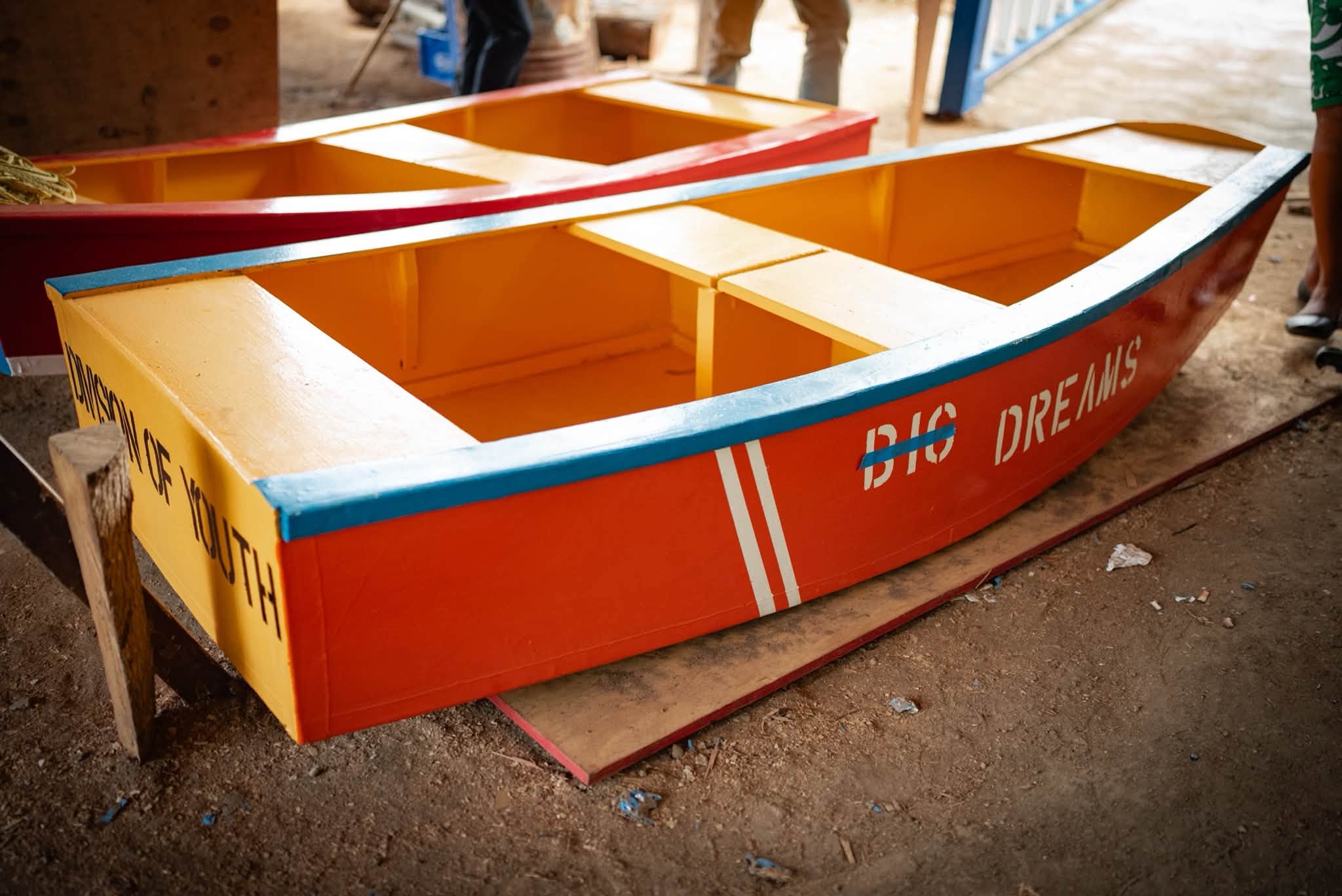 6 Optimist boats hand-built by Carriacou youth