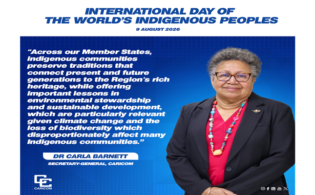 Message from CARICOM Secretary-General International Day of the World’s Indigenous Peoples 9 August 2026