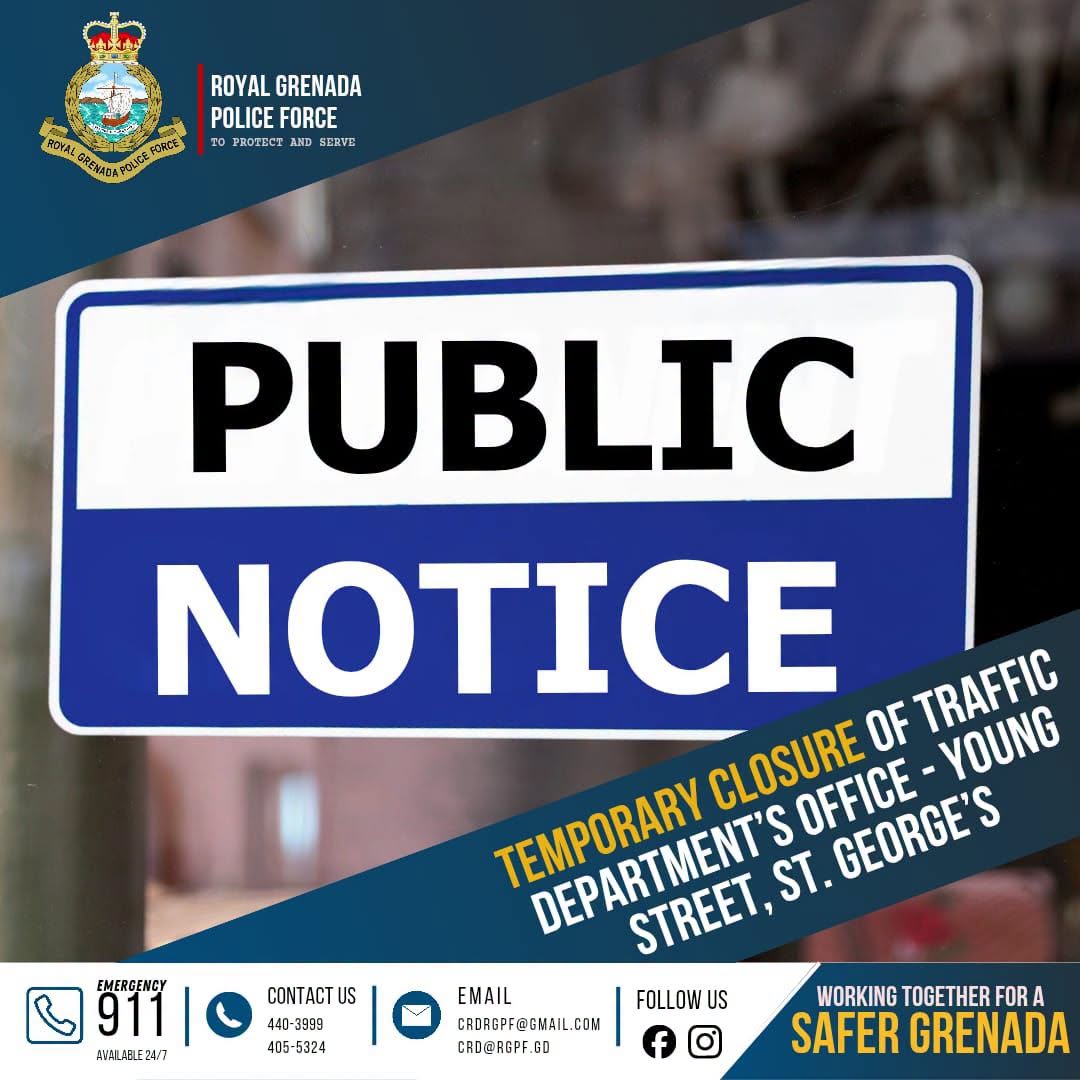 Temporary closure: Traffic Department, Young Street, St George’s