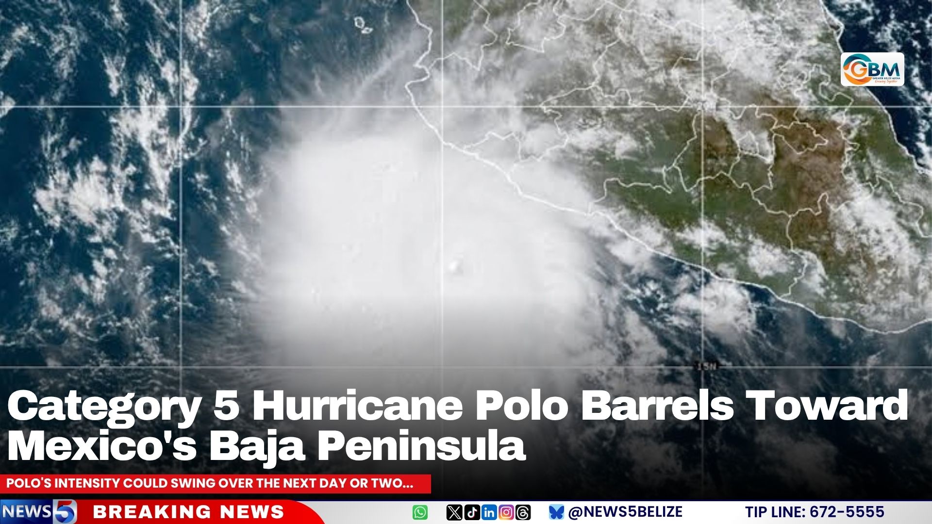 Category 5 Hurricane Polo Barrels Toward Mexico’s Baja Peninsula
