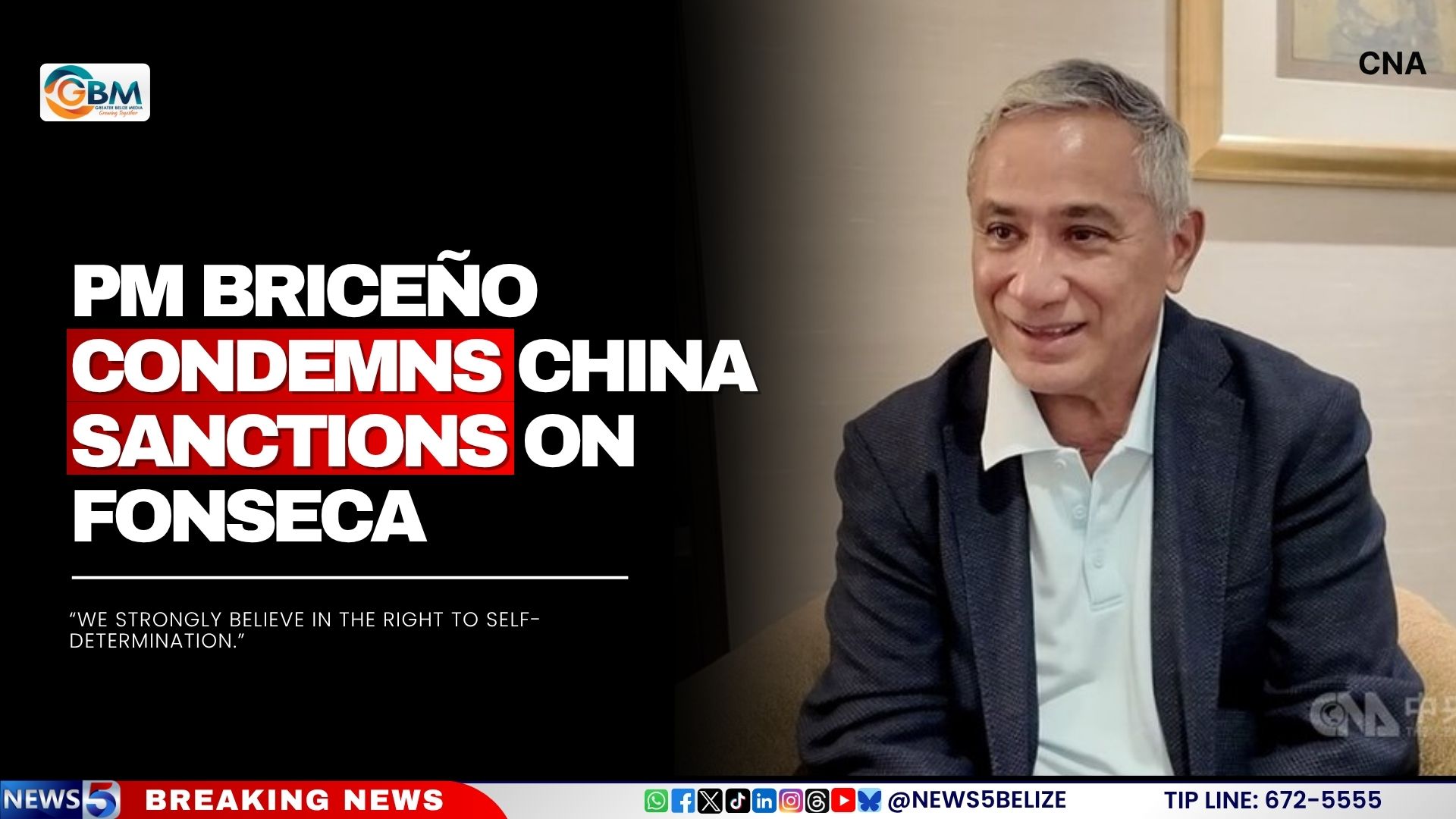 PM Briceño Condemns China Sanctions on Fonseca